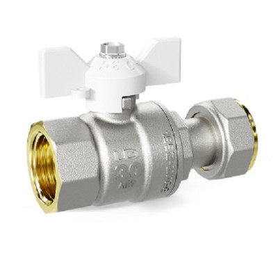 Кран шаровой латунный LD Pride 47.20.В-НкГк.Б (white) с накидной гайкой, ручка-бабочка, белая, 3/4" Кран шаровой латунный LD Pride 47.20.В-НкГк.Б (white) с накидной гайкой, ручка-бабочка, белая, 3/4"