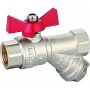 Кран шаровой c фильтром (ручка - бабочка) 1/2" внутренняя - внутренняя резьба EU.ST1086035 12 (Арт.:EU.ST1086035 12)