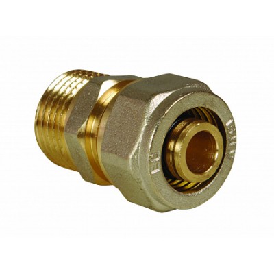 Соединитель обжимной с переходом на наружную резьбу 26х3/4" (Арт.:EU.MY6501 26x34) Соединитель обжимной с переходом на наружную резьбу 26х3/4" (Арт.:EU.MY6501 26x34)