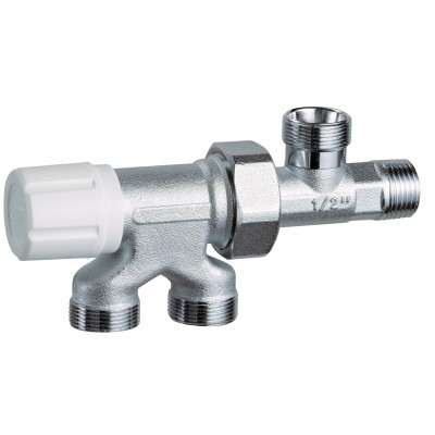 Регулир. узел нижн. подключения с реверсивной насад., к радиатору 1/2" (для 1-х систем) Регулир. узел нижн. подключения с реверсивной насад., к радиатору 1/2" (для 1-х систем)