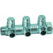 Запор. коллект. 1" (ВР-НР) с 3 отв. 1/2" НР (межосев. 45 мм), плоск.присоед.