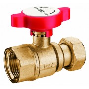 Кран шар., 1", латунный, с накид.гайкой 1", синяя ручка