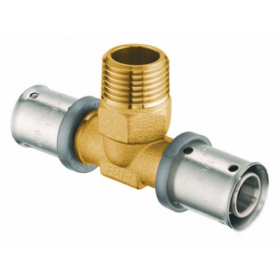 Пресс-тройник 20*2 x 3/4"НР х 20*2 лат.(аналог 59132002) Пресс-тройник 20*2 x 3/4"НР х 20*2 лат.(аналог 59132002)