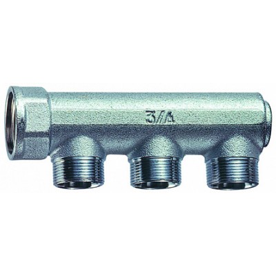 Коллектор концевой 3/4" с 3 отвод. 36мм, М24х19 Коллектор концевой 3/4" с 3 отвод. 36мм, М24х19