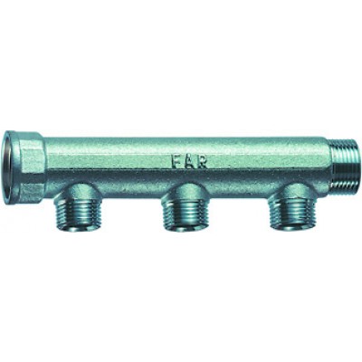 Коллектор 1" (ВР-НР) с 3 отв. 1/2" НР (межосев. 50 мм) Коллектор 1" (ВР-НР) с 3 отв. 1/2" НР (межосев. 50 мм)