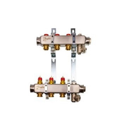 Комплект коллекторов для отопления SSM-3 с кронштейнами для 3 контуров, нерж. Сталь Комплект коллекторов для отопления SSM-3 с кронштейнами для 3 контуров, нерж. Сталь