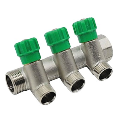 Коллектор с регулируемыми вентилями и переходами на наружную резьбу 3 выхода 1" x 1/2" Коллектор с регулируемыми вентилями и переходами на наружную резьбу 3 выхода 1" x 1/2"