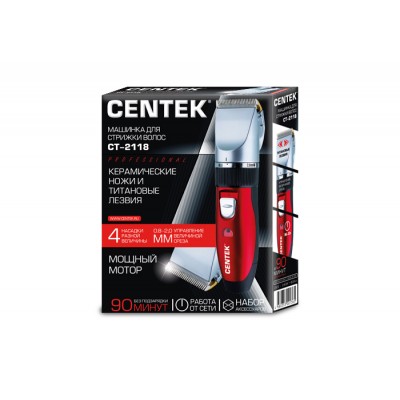 Машинка для стрижки Centek CT-2118 (черный/красн) сеть/аккум Машинка для стрижки Centek CT-2118 (черный/красн) сеть/аккум
