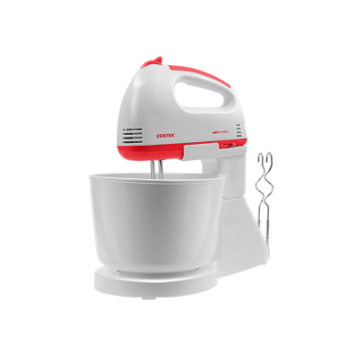 Миксер с чашей Centek CT-1113 (белый/красный) 170Вт Миксер с чашей Centek CT-1113 (белый/красный) 170Вт