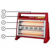 Обогреватель кварцевый Centek CT-6140, 2 уровня мощности 1000 Вт/2000 Вт, ЗАЩИТА ПРИ ОПРОКИДЫВАНИИ
