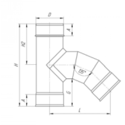 Тройник 135*, УМК ф 250, AISI 439/1,0мм, h=430мм Тройник 135*, УМК ф 250, AISI 439/1,0мм, h=430мм