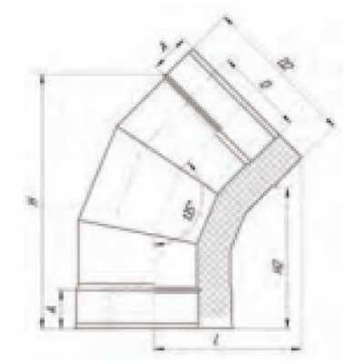 Сэндвич-отвод 135*, УМК ф 200х300, AISI 439/Оц, 1,0мм/0,5мм, (К), удл=60мм Сэндвич-отвод 135*, УМК ф 200х300, AISI 439/Оц, 1,0мм/0,5мм, (К), удл=60мм