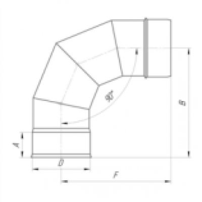 Отвод 90*, УМК ф 100, AISI 439/0,5мм, тип-2 Отвод 90*, УМК ф 100, AISI 439/0,5мм, тип-2