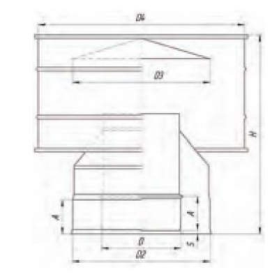Оголовок с дефлектором, УМК ф 150х200, AISI 439/439, 1,0мм/0,5мм, (К), h=230мм Оголовок с дефлектором, УМК ф 150х200, AISI 439/439, 1,0мм/0,5мм, (К), h=230мм