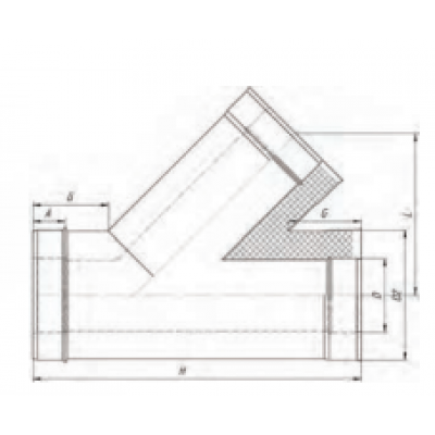 Сэндвич-тройник 135*, УМК ф 150х200, AISI 439/Оц, 0,5мм/0,5мм, (К), h=463мм Сэндвич-тройник 135*, УМК ф 150х200, AISI 439/Оц, 0,5мм/0,5мм, (К), h=463мм