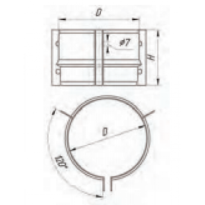 Хомут под растяжки, УМК ф 160, AISI 439/0,5мм, h=35мм Хомут под растяжки, УМК ф 160, AISI 439/0,5мм, h=35мм
