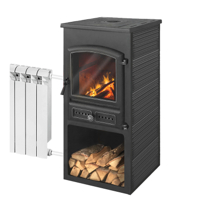 Печь-камин ЭТНА (БКД) с плитой и т/о Антрацит высокая Печь-камин ЭТНА (БКД) с плитой и т/о Антрацит высокая