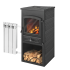 Печь-камин ЭТНА (БКД) с плитой и т/о Антрацит высокая Печь-камин ЭТНА (БКД) с плитой и т/о Антрацит высокая