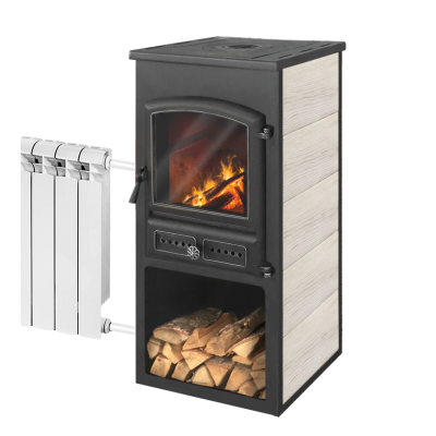 Печь-камин ЭТНА (БКД) с плитой и т/о Бежевая Печь-камин ЭТНА (БКД) с плитой и т/о Бежевая