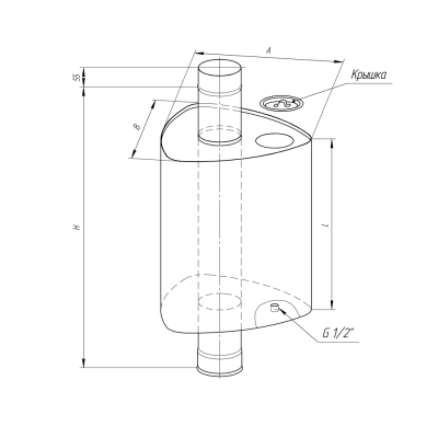 Бак "Комфорт" треугольный на трубе 67л Ф115 Бак "Комфорт" треугольный на трубе 67л Ф115