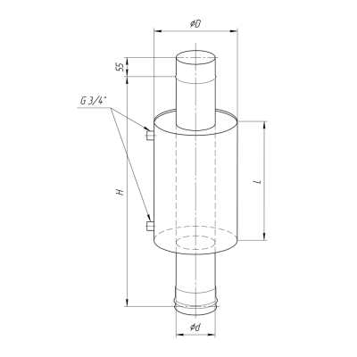 Бак "Элит" для печи с водяным контуром 12л Ф115 Бак "Элит" для печи с водяным контуром 12л Ф115