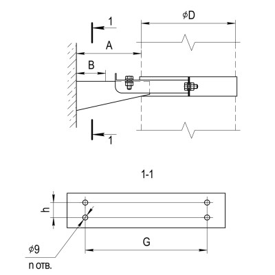 Кронштейн раздвижной №1 Ferrum (430/1,0 мм) Ф200 Кронштейн раздвижной №1 Ferrum (430/1,0 мм) Ф200