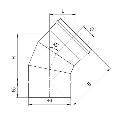 Колено 3 сек. угол 135° Ferrum (430/0,5 мм) Ф130 Колено 3 сек. угол 135° Ferrum (430/0,5 мм) Ф130