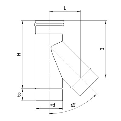Тройник-К 135° Ferrum (430/0,5мм) Ф200 Тройник-К 135° Ferrum (430/0,5мм) Ф200