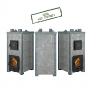 Печь Эверест "Легкий пар Профи" каменка «по-серому», Талькохлорит, Б/В, Резная (2 стор.+фасад)