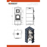 Печь-камин с духовкой EVEREST «KORELA» Пироксенит Элит