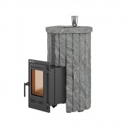 Печь для бани Эверест "Steam Master 18 ЧУГУН" Ламель Рваный камень, S-20