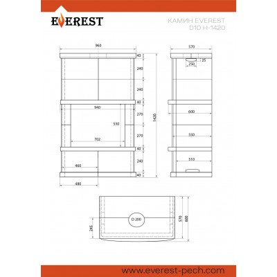 Камин EVEREST D10 «VYBORG» Н-1420 Пироксенит Элит Камин EVEREST D10 «VYBORG» Н-1420 Пироксенит Элит