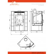 Печь-Камин ASTON 11кВт (180 м3) угловой Ø 150мм