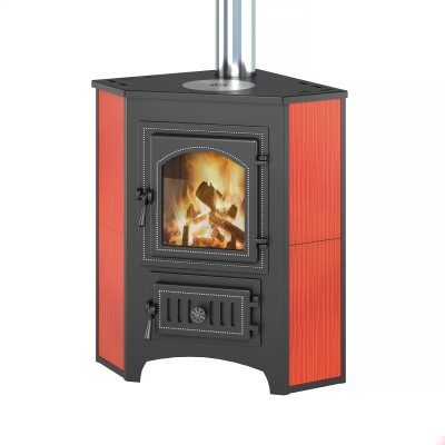 Печь-Камин ВЕЗУВИЙ ПК-01 (220) угловой красн. с конфоркой 9 кВт (150 м3) Ø 115мм Печь-Камин ВЕЗУВИЙ ПК-01 (220) угловой красн. с конфоркой 9 кВт (150 м3) Ø 115мм