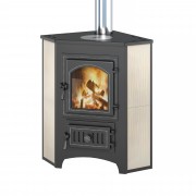 Печь-Камин ВЕЗУВИЙ ПК-01 (220) угловой беж. с конфоркой 9 кВт (150 м3) Ø 115 мм