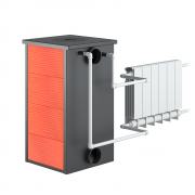 Печь-Камин ВЕЗУВИЙ ПК-01 (270) с плитой и т/о красн. 9 кВт (150 м3) Ø 115 мм