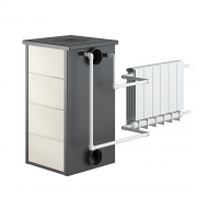 Печь-Камин ВЕЗУВИЙ ПК-01 (270) с плитой и т/о беж. 9 кВт (150 м3) Ø 115 мм