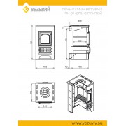 Печь-Камин ВЕЗУВИЙ ПК-01 (270) с плитой красн. 9 кВт (150 м3) Ø 115 мм