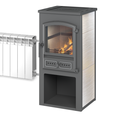 Камин ЭТНА (БКД) с плитой и т/о "Бежевый" Ø115мм Камин ЭТНА (БКД) с плитой и т/о "Бежевый" Ø115мм