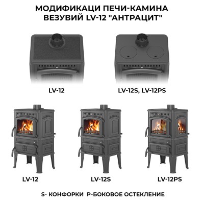 Печь-камин Везувий LV-12РS "Антрацит" Б/У Печь-камин Везувий LV-12РS "Антрацит" Б/У