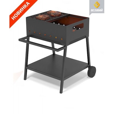 Мангал Везувий "Турист" №2 с чугунной решеткой "СТЕЙК" на подставке Мангал Везувий "Турист" №2 с чугунной решеткой "СТЕЙК" на подставке