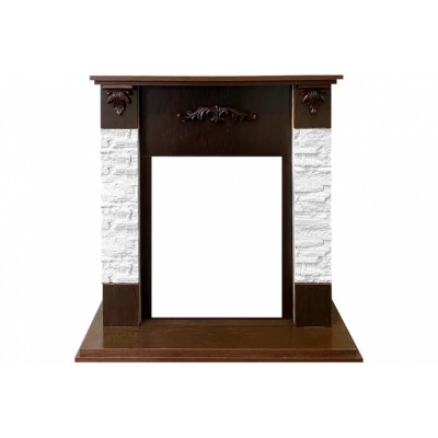 Каминокомплект Bern Сланец белый / Темный орех с очагом Aspen Black Каминокомплект Bern Сланец белый / Темный орех с очагом Aspen Black