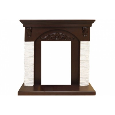 Каминокомплект Bern Сланец мелкий белый / Темный дуб с очагом Aspen Black Каминокомплект Bern Сланец мелкий белый / Темный дуб с очагом Aspen Black