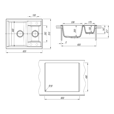 Мойка Dr.Gans АСТРА 620К базальт Мойка Dr.Gans АСТРА 620К базальт