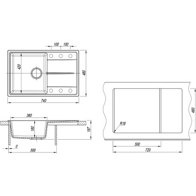 Мойка Dr.Gans Smart Оливия 740 черный Мойка Dr.Gans Smart Оливия 740 черный