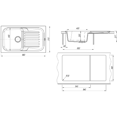 Мойка Florentina Арона 860 черный Мойка Florentina Арона 860 черный