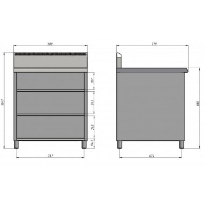 Стол-тумба 800 серии (800х800 мм) Grill Master Стол-тумба 800 серии (800х800 мм) Grill Master