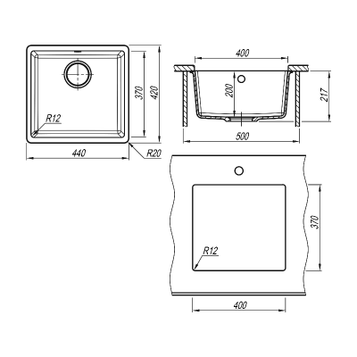 Мойка Florentina Вега 400 антрацит Мойка Florentina Вега 400 антрацит