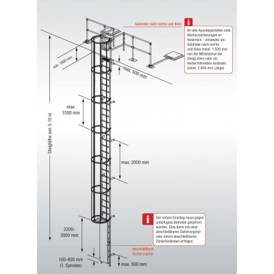 Стационарная Лестница Krause для зданий. алюм 6,44 м Стационарная Лестница Krause для зданий. алюм 6,44 м