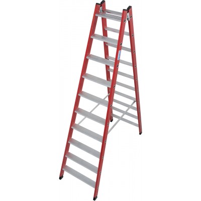 Диэлектрическая двухсторонняя Стремянка Krause 2х10 ступ из алюм Диэлектрическая двухсторонняя Стремянка Krause 2х10 ступ из алюм